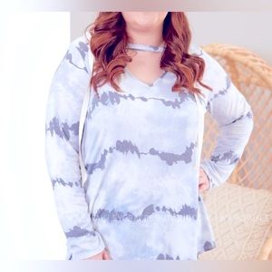 NWT Sew in Love Tee Hoodie Blue Tye Die  , size 2x